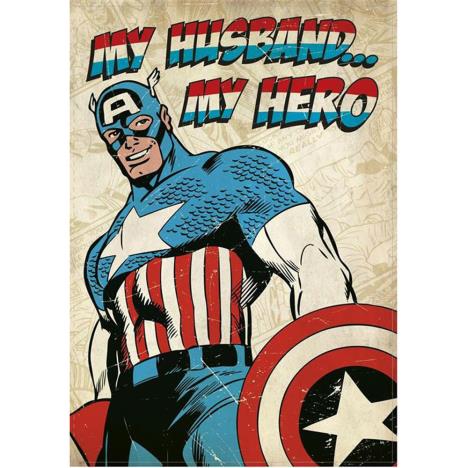 My Husband My Hero Marvel Captain America Birthday Card £2.40